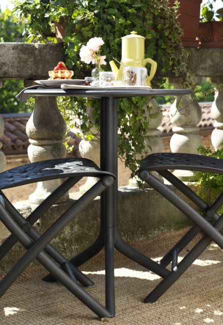 Стол пластиковый обеденный Spritz + Spritz Mini антрацит Ø605х400-765 мм Стол пластиковый обеденный Spritz + Spritz Mini антрацит Ø605х400-765 мм