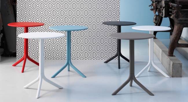 Стол пластиковый обеденный Spritz + Spritz Mini антрацит Ø605х400-765 мм Стол пластиковый обеденный Spritz + Spritz Mini антрацит Ø605х400-765 мм