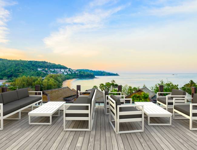 Комплект пластиковой мебели Mykonos XL белый, темно-серый