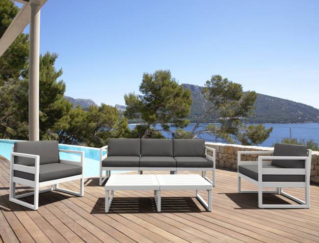 Комплект пластиковой мебели Mykonos XL белый, темно-серый