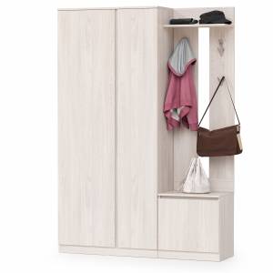 Шкаф комбинированный и обувница с вешалкой для верхней одежды Ника цвет ясень анкор светлый