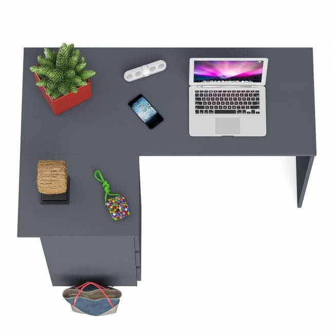 Угловой компьютерный стол Мори МС-16 левый цвет графит