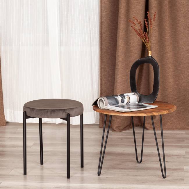 Табурет REVO (mod. 7034) ткань/металл, 44 х 44 х 47 см, темно-серый barkhat 14/черный темно-серый barkhat 14/черный ткань/металл