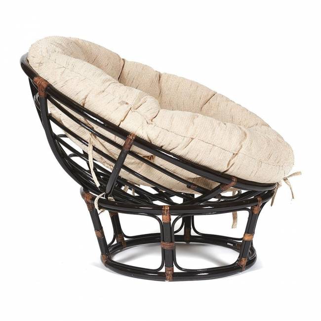 Кресло PAPASAN/ПАПАСАН 23/01 W  /с подушкой/ диаметр подушки 129 см, 115х101х104 см, Antique brown (античный черно-коричневый), ткань Старт Antique brown (античный черно-коричневый)