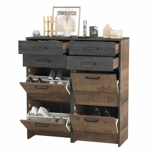 Две тумбы для обуви с двумя ящиками каждая Трувор цвет дуб гранж песочный/интра Две тумбы для обуви с двумя ящиками каждая Трувор цвет дуб гранж песочный/интра