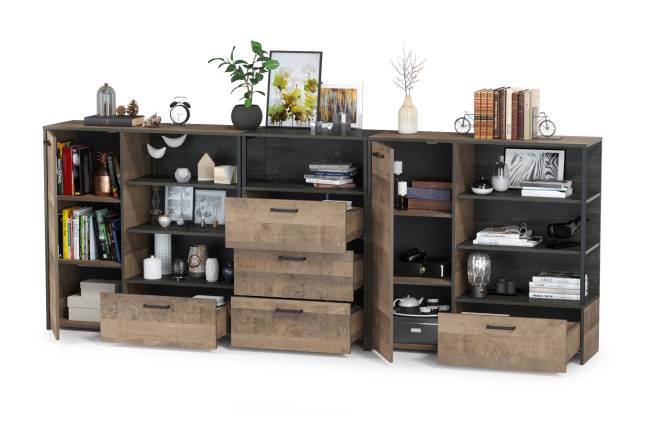 Два комода с ящиком и дверкой и комод с тремя ящиками Трувор цвет дуб гранж песочный/интра Два комода с ящиком и дверкой и комод с тремя ящиками Трувор цвет дуб гранж песочный/интра