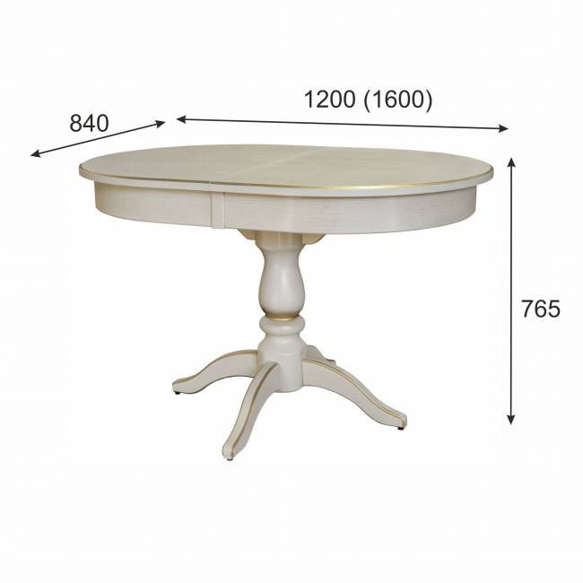 Стол обеденный Тарун 4 раздвижной слоновая кость/золото 120/160*84 Стол обеденный Тарун 4 раздвижной слоновая кость/золото 120/160*84