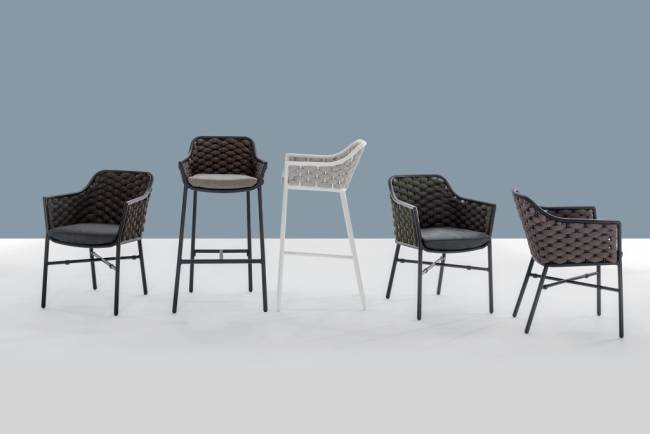 Кресло барное плетеное Panama антрацит, коричневый 540х540х1010 мм