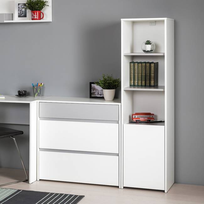 Шкаф комбинированный Торонто 13.13 цвет белый шагрень/стальной серый Шкаф комбинированный Торонто 13.13 цвет белый шагрень/стальной серый