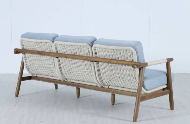 Диван деревянный трехместный Apoyo грецкий орех, голубой 1954х778х758 мм