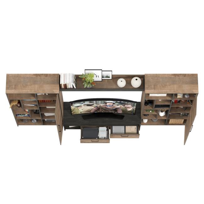 Большая стенка в гостиную в лофт стиле Трувор № 75 цвет дуб гранж песочный/интра