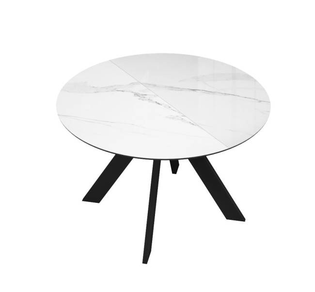 Стол DikLine SFC100 d1000 стекло Оптивайт Белый мрамор/подстолье черное Стол DikLine SFC100 d1000 стекло Оптивайт Белый мрамор/подстолье черное