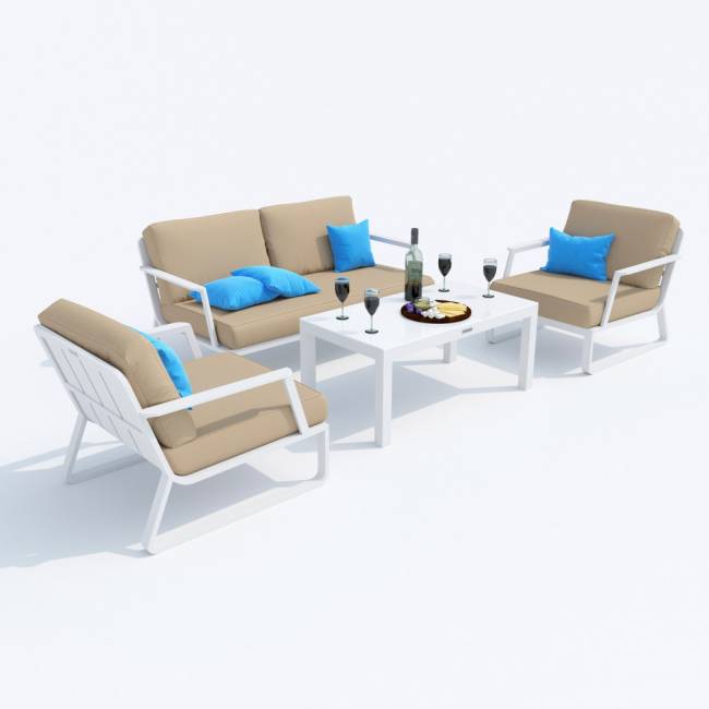 Лаунж зона ESTIVO бежевая - белый каркас