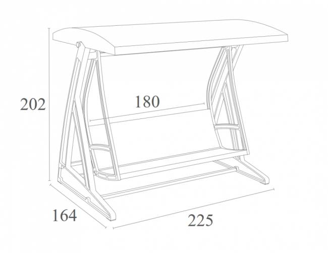 Качели пластиковые плетеные с подушкой Hawaii коричневый 2250х1640х2020 мм