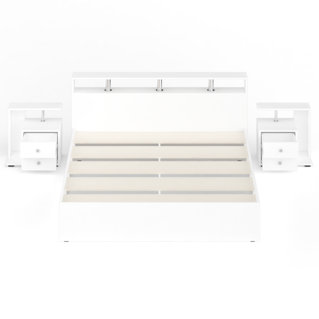 Кровать 1800 Камелия + две тумбы цвет белый