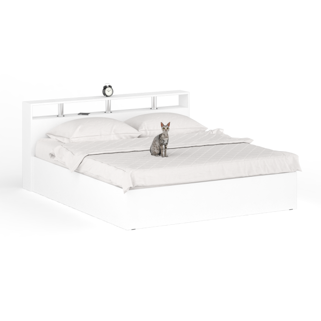 Кровать 1800 Камелия + две тумбы цвет белый