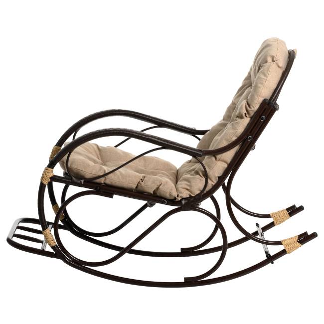 Кресло качалка с подножкой из искусственного ротанга, орех, разборное