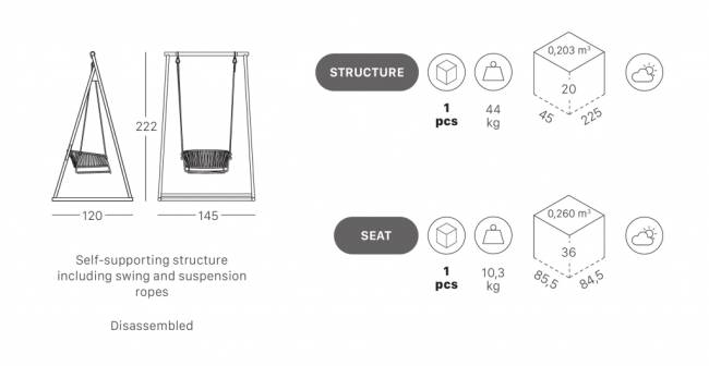Качели плетеные Lisa Swing терракотовый, оранжевый 1450х1200х2220 мм