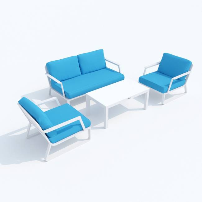 Лаунж зона ESTIVO голубая - белый каркас