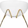 Кресло дизайнерское DOBRIN EMILY, белый винил YP17, золотое основание
