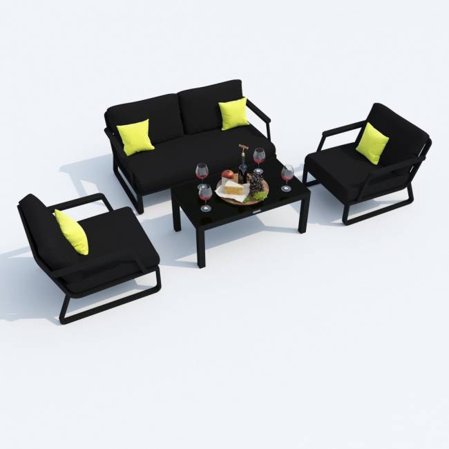 Лаунж зона ESTIVO черная - каркас карбон