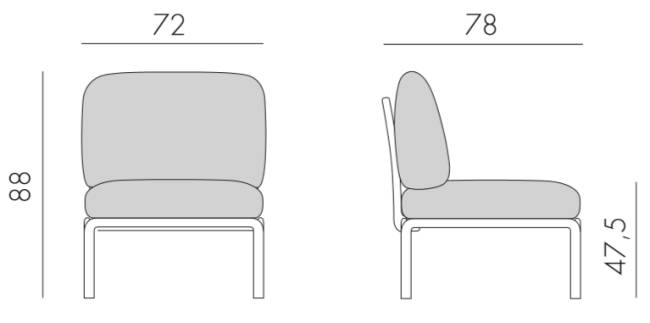 Модуль центральный пластиковый с подушками Komodo Elemento Centrale агава, джунгли 720х780х880 мм Модуль центральный пластиковый с подушками Komodo Elemento Centrale агава, джунгли 720х780х880 мм