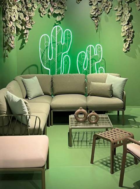 Модуль центральный пластиковый с подушками Komodo Elemento Centrale агава, джунгли 720х780х880 мм Модуль центральный пластиковый с подушками Komodo Elemento Centrale агава, джунгли 720х780х880 мм