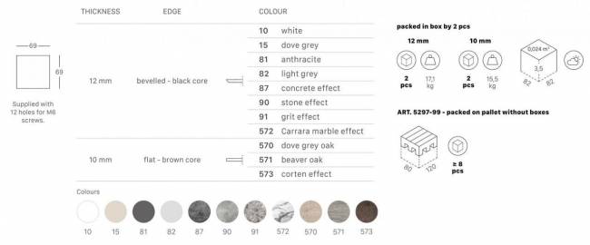 Столешница квадратная Compact Laminate для подстолья Nemo, Domino, Tiffany, Cross светло-серый 700х700х10 мм Столешница квадратная Compact Laminate для подстолья Nemo, Domino, Tiffany, Cross светло-серый 700х700х10 мм