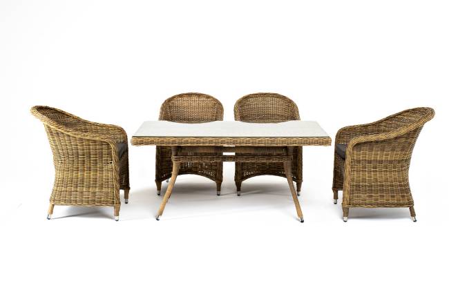 "Латте - 140 R" обеденная группа плетеная, цвет соломенный