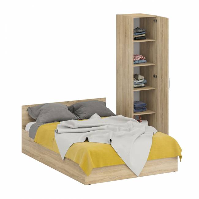 Кровать двуспальная 1400 с пеналом Стандарт цвет дуб сонома Кровать двуспальная 1400 с пеналом Стандарт цвет дуб сонома