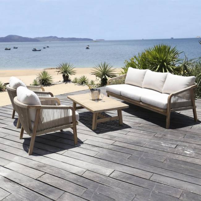 Диван деревянный трехместный Ravona KD натуральный, бежевый 2030х795х685 мм