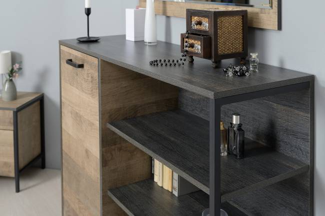 Два комода с дверками и ящиками и навесная полка Трувор цвет дуб гранж песочный/интра Два комода с дверками и ящиками и навесная полка Трувор цвет дуб гранж песочный/интра