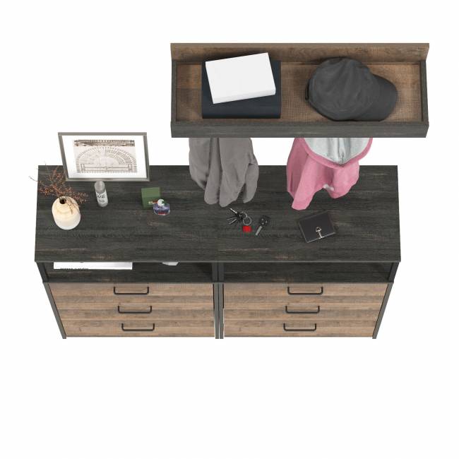 Два комода с нишей и тремя ящиками и вешалкой для одежды Трувор цвет дуб гранж песочный/интра Два комода с нишей и тремя ящиками и вешалкой для одежды Трувор цвет дуб гранж песочный/интра