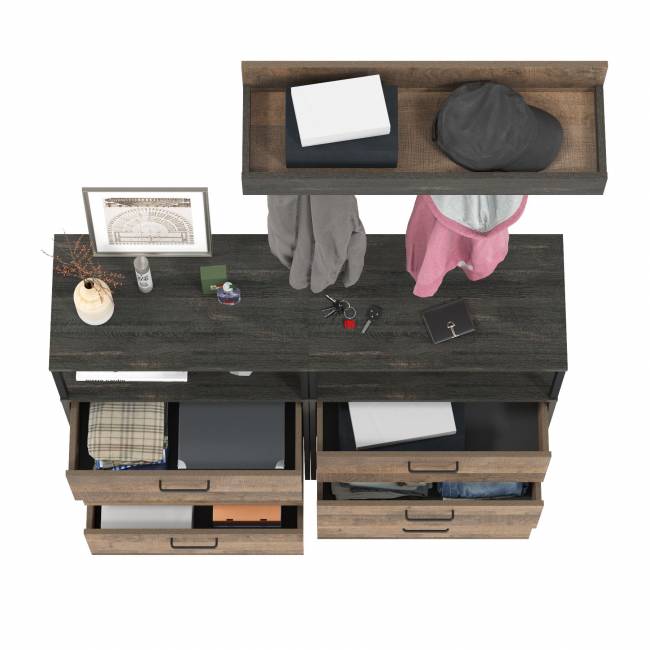 Два комода с нишей и тремя ящиками и вешалкой для одежды Трувор цвет дуб гранж песочный/интра Два комода с нишей и тремя ящиками и вешалкой для одежды Трувор цвет дуб гранж песочный/интра