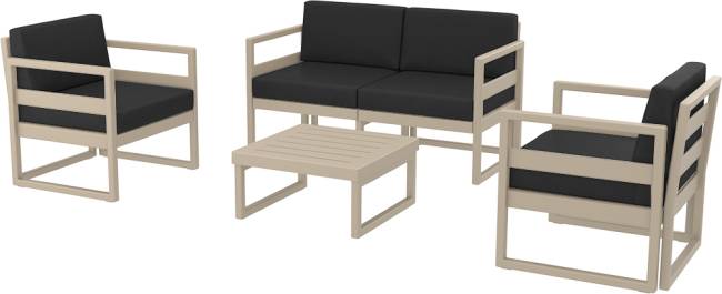 Комплект пластиковой мебели Mykonos бежевый, черный Комплект пластиковой мебели Mykonos бежевый, черный