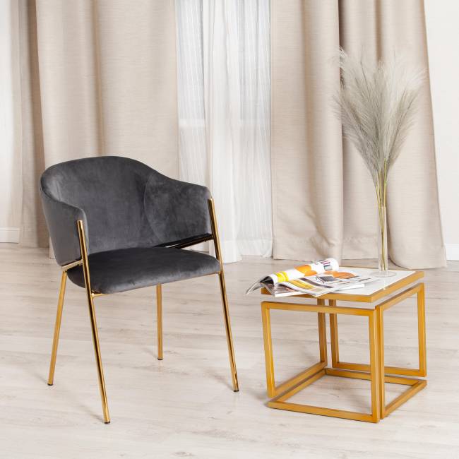 Столик кофейный Secret De Maison QUATTRO ( mod. 14153 ) алюминиевый сплав/мрамор, 41*41*41 см, золотой/белый мрамор