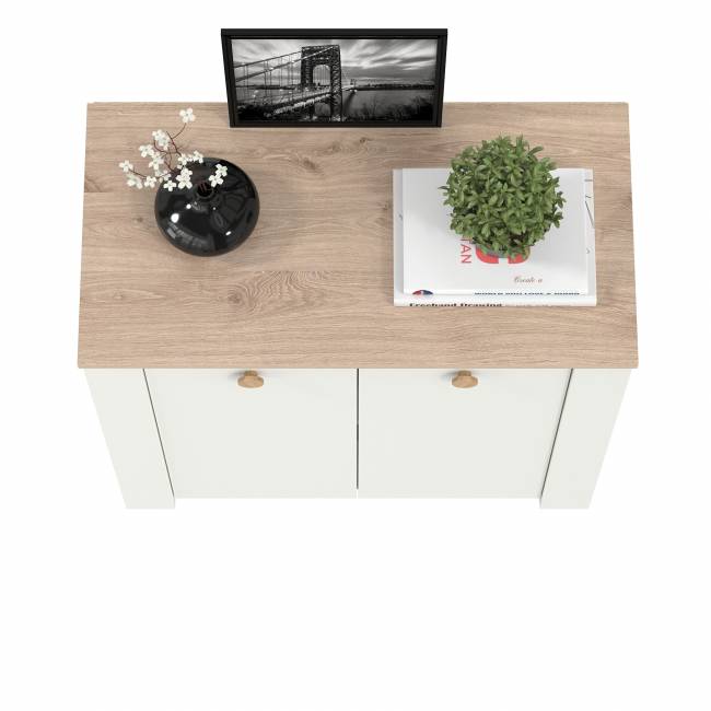 Тумба с дверками Джастин 16.228.02 цвет белый шагрень/дуб белый эксклюзив