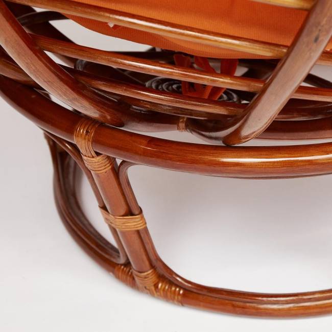 Кресло PAPASAN/ПАПАСАН 23/01 W  /с подушкой/ диаметр подушки 122 см, 115х101х104 см, Pecan (орех), ткань Оранжевый, С 23 Pecan (орех)