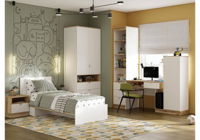 Компьютерный стол Джидда 1500 белый / дуб делано