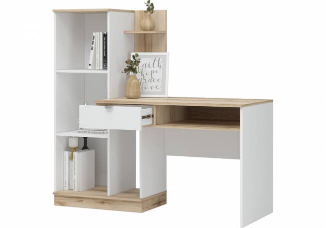 Компьютерный стол Джидда 1500 белый / дуб делано