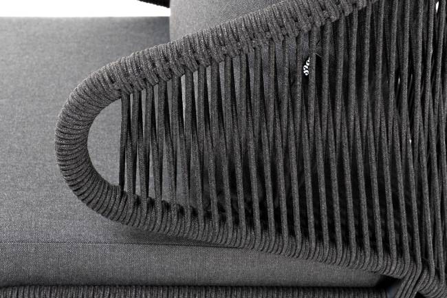 "Милан" лаунж-зона 5-местная плетеная из роупа (веревки), каркас алюминиевый серый, роуп темно-серый