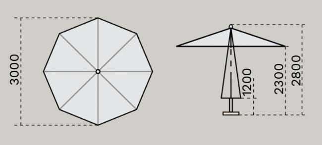 Зонт профессиональный Ø3 м Palladio Standard натуральный, слоновая кость Ø3000 мм Зонт профессиональный Ø3 м Palladio Standard натуральный, слоновая кость Ø3000 мм