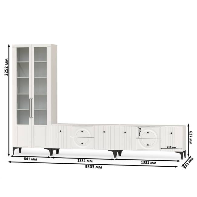 Две тумбы под аппаратуру и сервант Валенсия цвет белый шагрень Две тумбы под аппаратуру и сервант Валенсия цвет белый шагрень